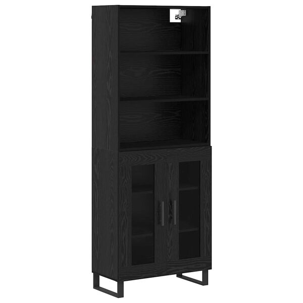 vidaXL Haut Armoire Ch&ecirc;ne noir 69,5 x 34 x 180 cm Bois d'ing&eacute;nierie