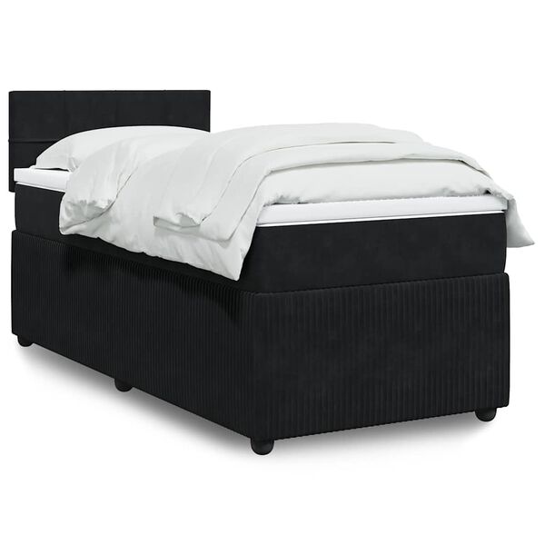vidaXL Sommier &agrave; lattes de lit avec matelas Noir 100x200 cm Velours