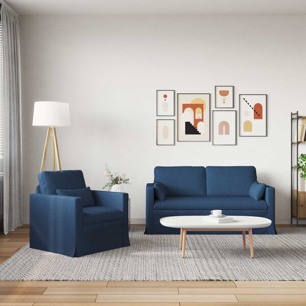 vidaXL Canap&eacute; 2 pcs Bleu
