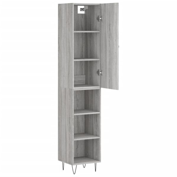 vidaXL Buffet haut Sonoma gris 34,5x34x180 cm Bois d'ing&eacute;nierie
