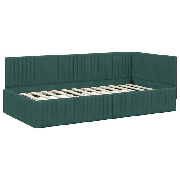 vidaXL Cadre de lit d'angle Vert fonc&eacute; 100 cm x 200 cm Velours