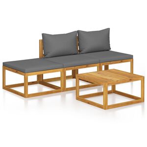 vidaXL Salon de jardin 4 pcs avec coussin Bois d'acacia solide