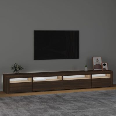 vidaXL Meuble TV avec lumières LED Chêne marron 270x35x40 cm