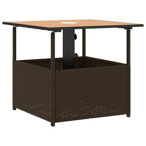 vidaXL Table de jardin avec trou de parasol marron r&eacute;sine tress&eacute;e