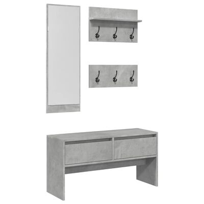 vidaXL Ensemble de meubles de couloir 4 pcs gris béton bois ingénierie