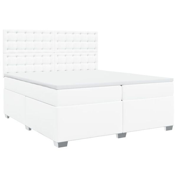vidaXL Sommier à lattes de lit avec matelas Blanc 200x200cm Similicuir