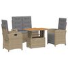 vidaXL Ensemble &agrave; manger de jardin coussins 4 pcs beige r&eacute;sine tress&eacute;e