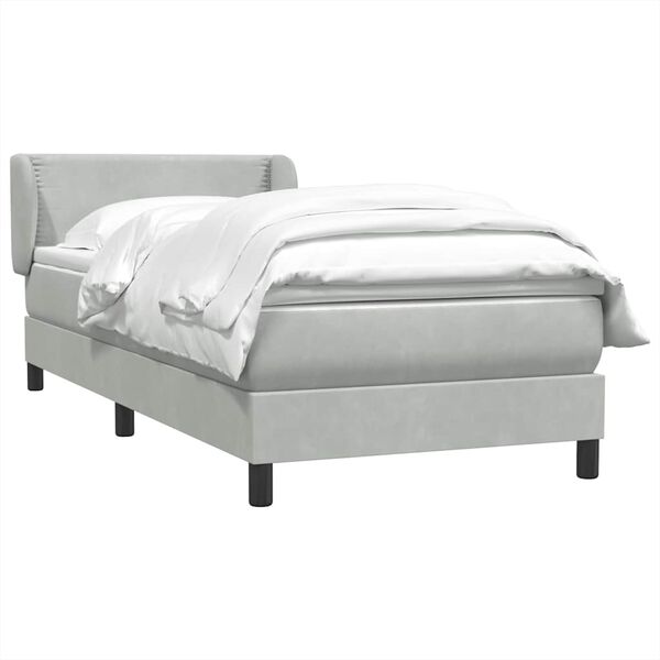 vidaXL Sommier &agrave; lattes de lit et matelas gris clair 90x220 cm velours