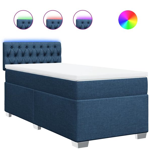 vidaXL Sommier &agrave; lattes de lit avec matelas Bleu 100x200 cm Tissu