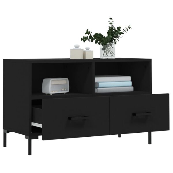 vidaXL Meuble TV Noir 80x36x50 cm Bois d'ing&eacute;nierie