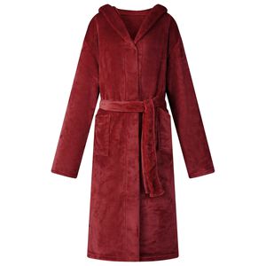 vidaXL Peignoir avec capuche Rouge Bordeaux xl Flanelle