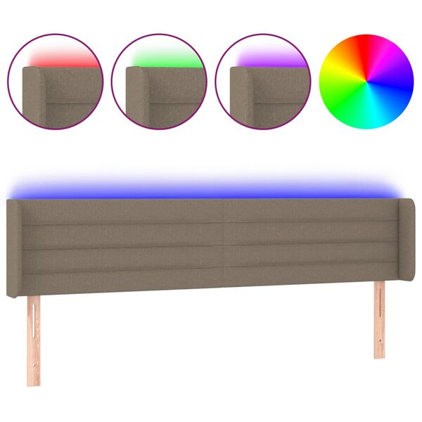 vidaXL T&ecirc;te de lit &agrave; LED Taupe 163x16x78/88 cm Tissu