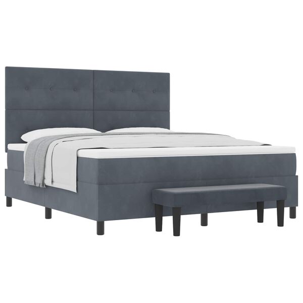 vidaXL Lit &agrave; ressorts avec matelas Gris fonc&eacute; 180 x 200 cm Velours