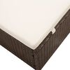 vidaXL Chaise longue avec auvent et coussin r&eacute;sine tress&eacute;e marron