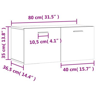 vidaXL Armoire murale noir 80x36,5x35 cm bois d'ingénierie