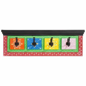 vidaXL Porte-manteau Noir 80 x 25 x 2 cm Bois de mangue massif