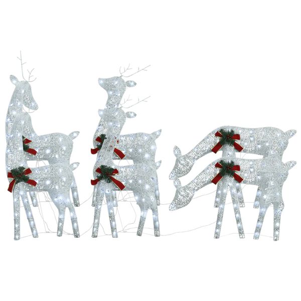 vidaXL Rennes de No&euml;l 6 pcs Blanc Blanc froid Maille