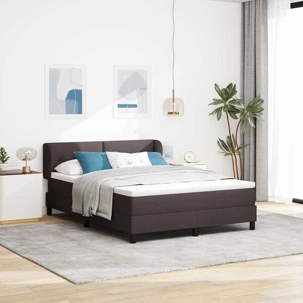 vidaXL Lit &agrave; ressorts avec matelas Marron fonc&eacute; 140 x 200 cm tissu
