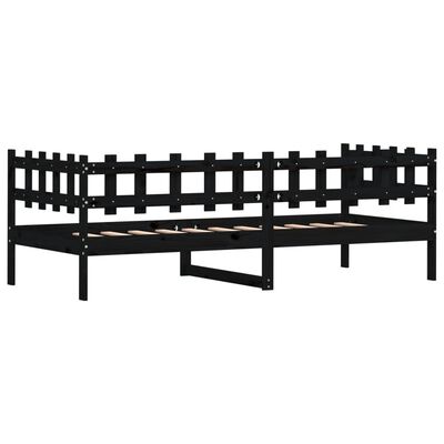 vidaXL Lit de jour sans matelas noir 90x200 cm bois de pin massif