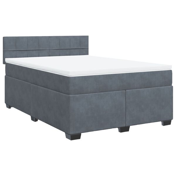 vidaXL Sommier &agrave; lattes de lit et matelas Gris fonc&eacute; 160x200cm Velours
