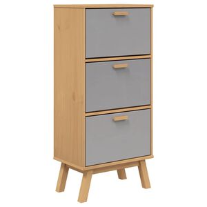 vidaXL Armoire &agrave; chaussures OLDEN gris et marron bois massif de pin
