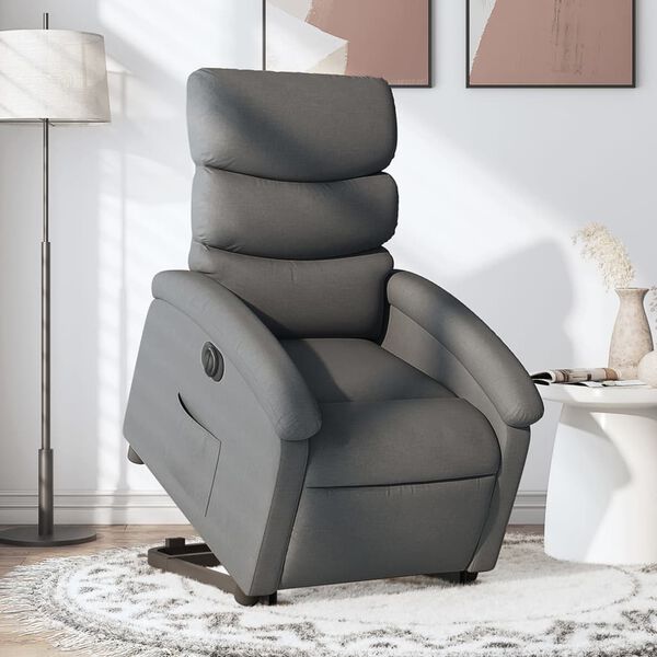 vidaXL Fauteuil inclinable &eacute;lectrique gris fonc&eacute; tissu