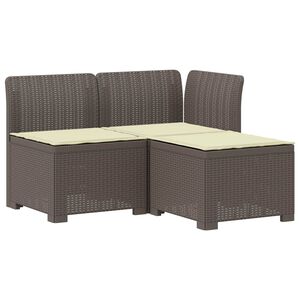vidaXL Canap&eacute; de jardin 3 places avec coussins look rattan PP