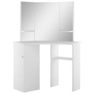 vidaXL Coiffeuse d'angle Table de maquillage cosm&eacute;tique Blanc
