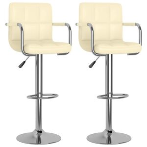 vidaXL Tabourets de bar lot de 2 cr&egrave;me similicuir