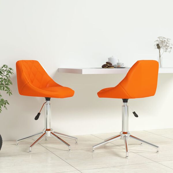 vidaXL Chaises pivotantes &agrave; manger lot de 2 orange similicuir