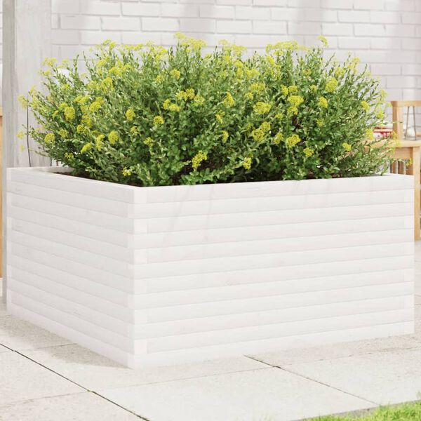 vidaXL Jardini&egrave;re blanc 90x90x46 cm bois de pin massif