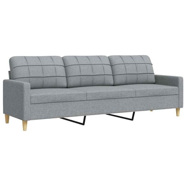 vidaXL Canap&eacute; &agrave; 3 places Gris clair 210 cm Tissu