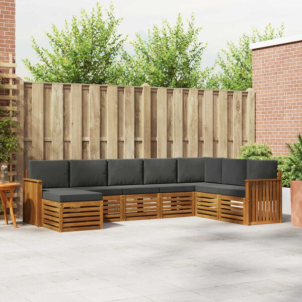 vidaXL Ensembles de canap&eacute;s avec coussin 8 pcs Naturel et Anthracite