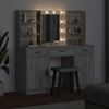 vidaXL Ensemble de table de maquillage avec LED 3 pcs Gris Sonoma