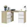 vidaXL Bureau d'angle Blanc et ch&ecirc;ne sonoma 145x100x76 cm Agglom&eacute;r&eacute;
