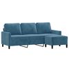 vidaXL Canap&eacute; &agrave; 3 places avec repose-pieds Bleu 180 cm Velours