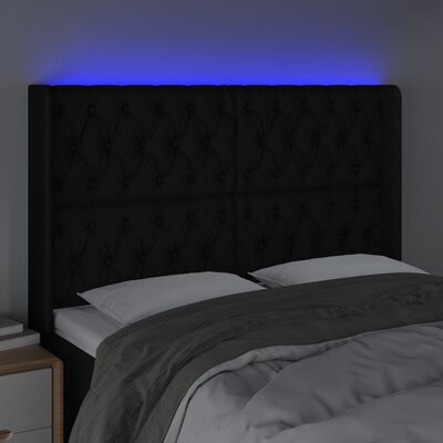 vidaXL Tête de lit à LED Noir 163x16x118/128 cm Tissu