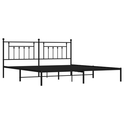 vidaXL Cadre de lit métal sans matelas avec tête de lit noir 193x203cm