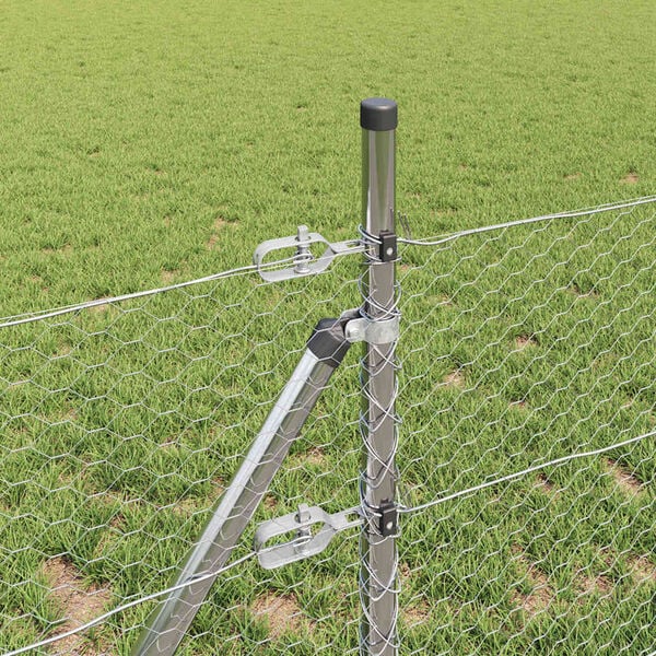 vidaXL Poteau de clôture. Argenté 10 x 0,5 m (maille de 25 mm) Acier