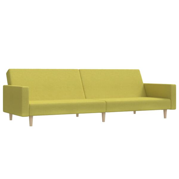 vidaXL Canap&eacute;-lit &agrave; 2 places avec repose-pied Vert Tissu