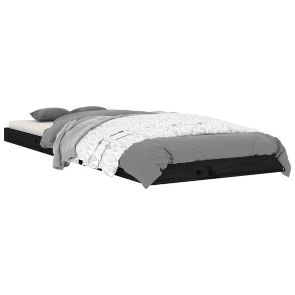 vidaXL Cadre de lit sans matelas noir 75x190 cm bois de pin massif