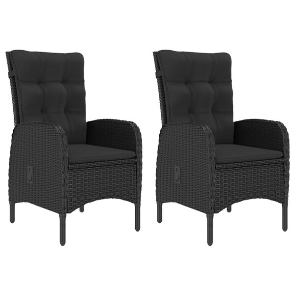 vidaXL Ensemble &agrave; manger de jardin 3 pcs Noir