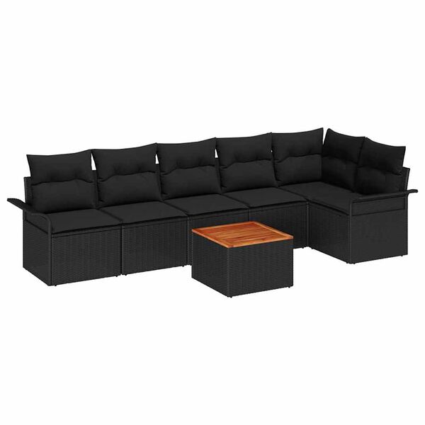 vidaXL Ensemble de canap&eacute; de jardin avec stockage 7 pcs Noir polyrotin
