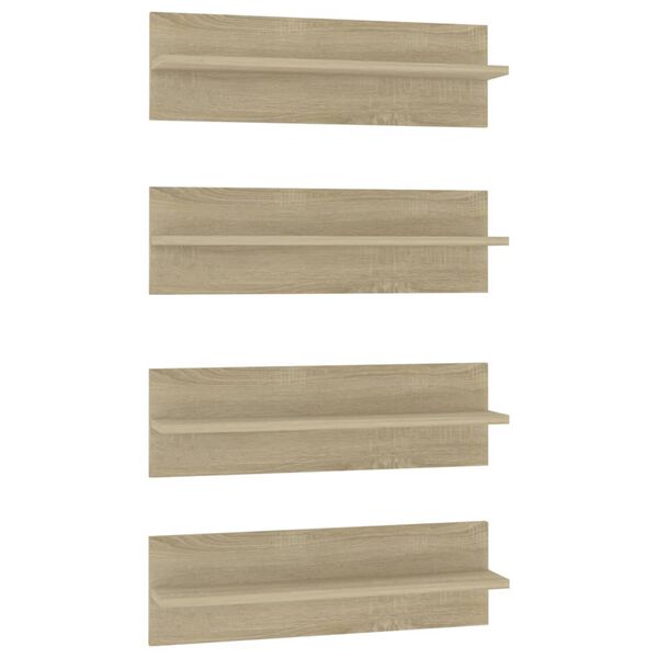 vidaXL &Eacute;tag&egrave;res murales 4 pcs Ch&ecirc;ne Sonoma 60x11,5x18 cm