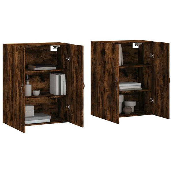 vidaXL Armoires murales 2 pcs ch&ecirc;ne fum&eacute; bois d'ing&eacute;nierie
