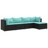 vidaXL Salon de jardin 5 pcs avec coussins Noir R&eacute;sine tress&eacute;e