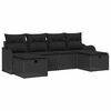 vidaXL Ensemble de canap&eacute; de jardin 6 pc Noir polyrotin