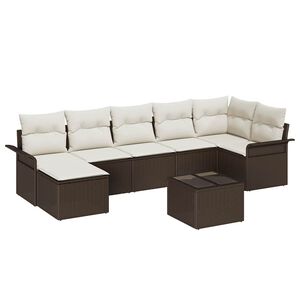 vidaXL Ensemble de canap&eacute; de jardin 8 pcs Marron Poly rotin