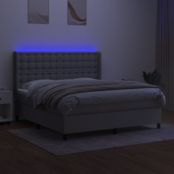 vidaXL Sommier &agrave; lattes de lit matelas LED Gris clair 160x200 cm Tissu