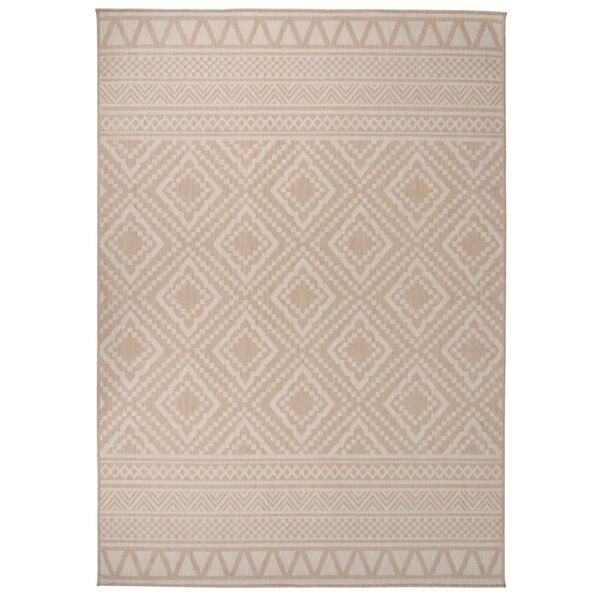 vidaXL Tapis à tissage plat d'extérieur 120x170 cm Rayures brunes
